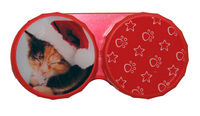 Ozdobné púzdro vianočné - Mačka tmavá s čiapkou